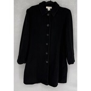 Preston & York Wool‎ Coat Womens 12 Black Button Lined Mid Length Overcoat